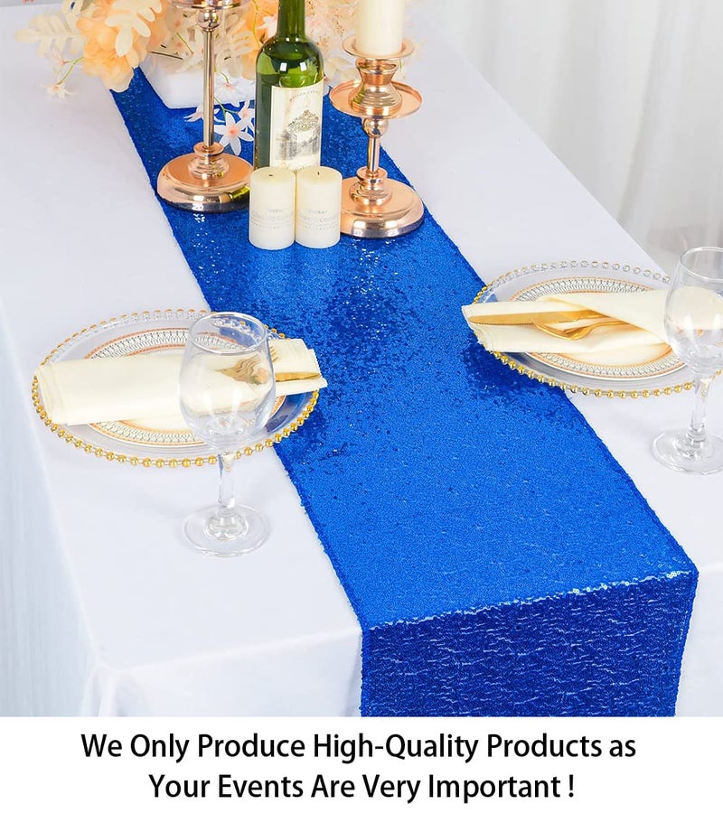 ShiDianYi Sequin Table Runner - 12x72-Inch Blue Sparkle Table Cover/Overlay for Party Decoration (Royal Blue) - Image 2
